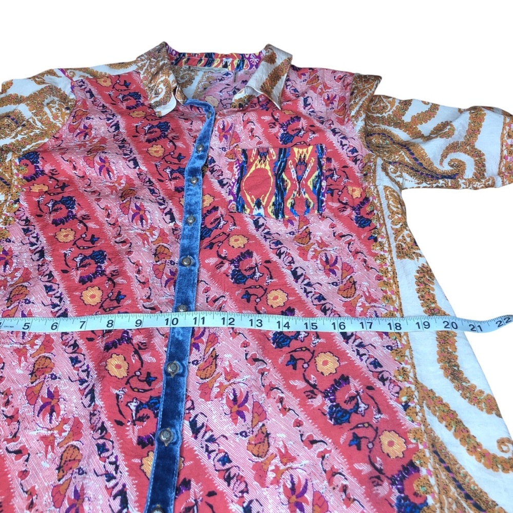 Soft Surroundings Brynn Longline Tunic Medium Paisley Floral Velvet Silk Boho - Picture 6 of 9